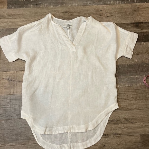 Marks & Spencer 100% linen Tunic with short sleeves and v neck EUC sz 10 - Picture 4 of 9